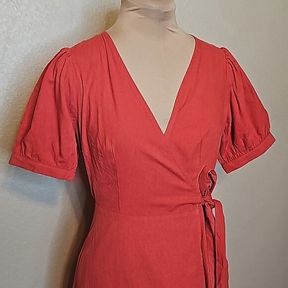 NWT Commense Small Rust Red Short Sleeve Midi Dress - Picture 2 of 8